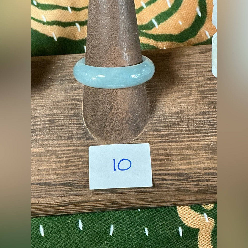 Blue Water Jade Bangle Style Ring Size 10